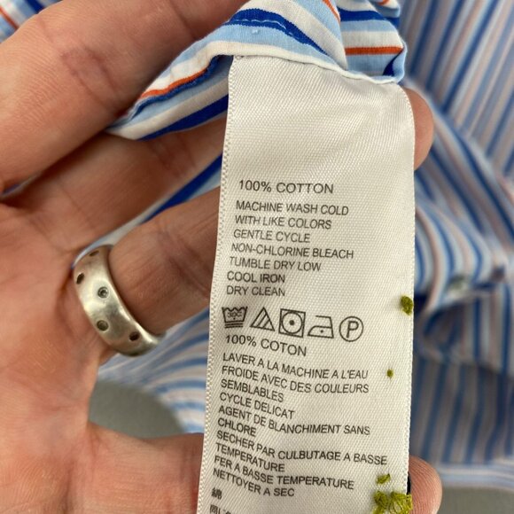 Tommy Bahama Shirt Mens Extra Large Blue Striped Button Collared Long Sleeves - Picture 6 of 11